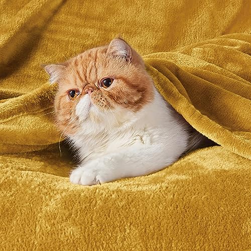 Bedsure Yellow Gold Throw Blanket - 50x60 inches Soft Plush Fleece