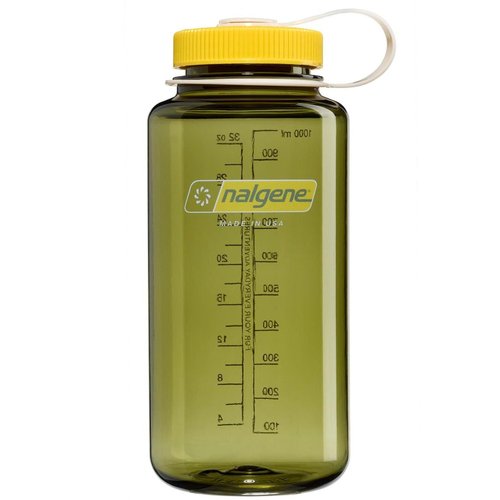 Nalgene Leak Proof Tritan BPA-Free Water Bottle - 32 oz Wide Mouth - Made in the USA for Outdoor Use & Daily Hydration - Thrill & Motion (Oil Green)