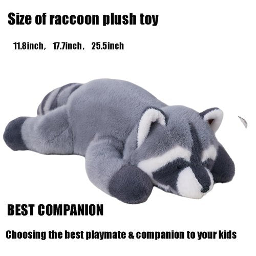 Labauxite Raccoon Plush, Raccoon Stuffed Animals, Cute Plush Toys Realistic Raccoons Body Pillow Hug Sleeping Fluffy Animal Toys for Kids, Bed Decor Plushie Doll Birthday Gift (25.5in)