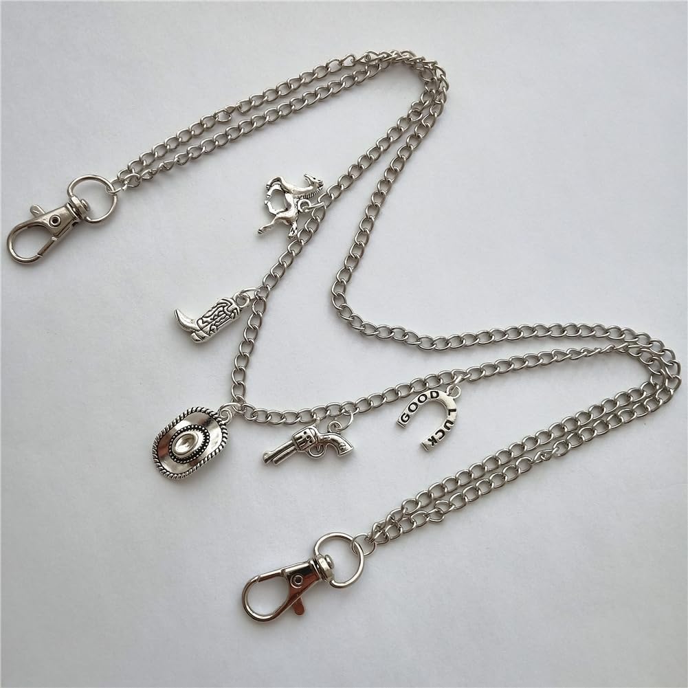 Skiennix Cowboy Hat & Boot Charm Pant Chain - Stylish Punk Accessory for Men & Women | Hip Hop Trouser Chain