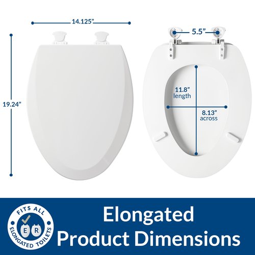 Bemis 1500EC 390 Lift-Off Wood Elongated Toilet Seat,Cotton White,(Pack of 2)
