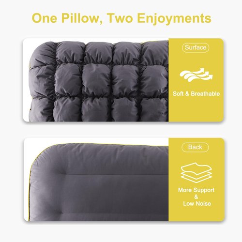 YOUR MOON Fluffy Support Bed Pillow King Size Set of 2, Luxury Hotel Quality Bed Pillows for Side Sleeper, Super Soft Premium Down Alternative Filling Pillow for Sleeping (Gray)