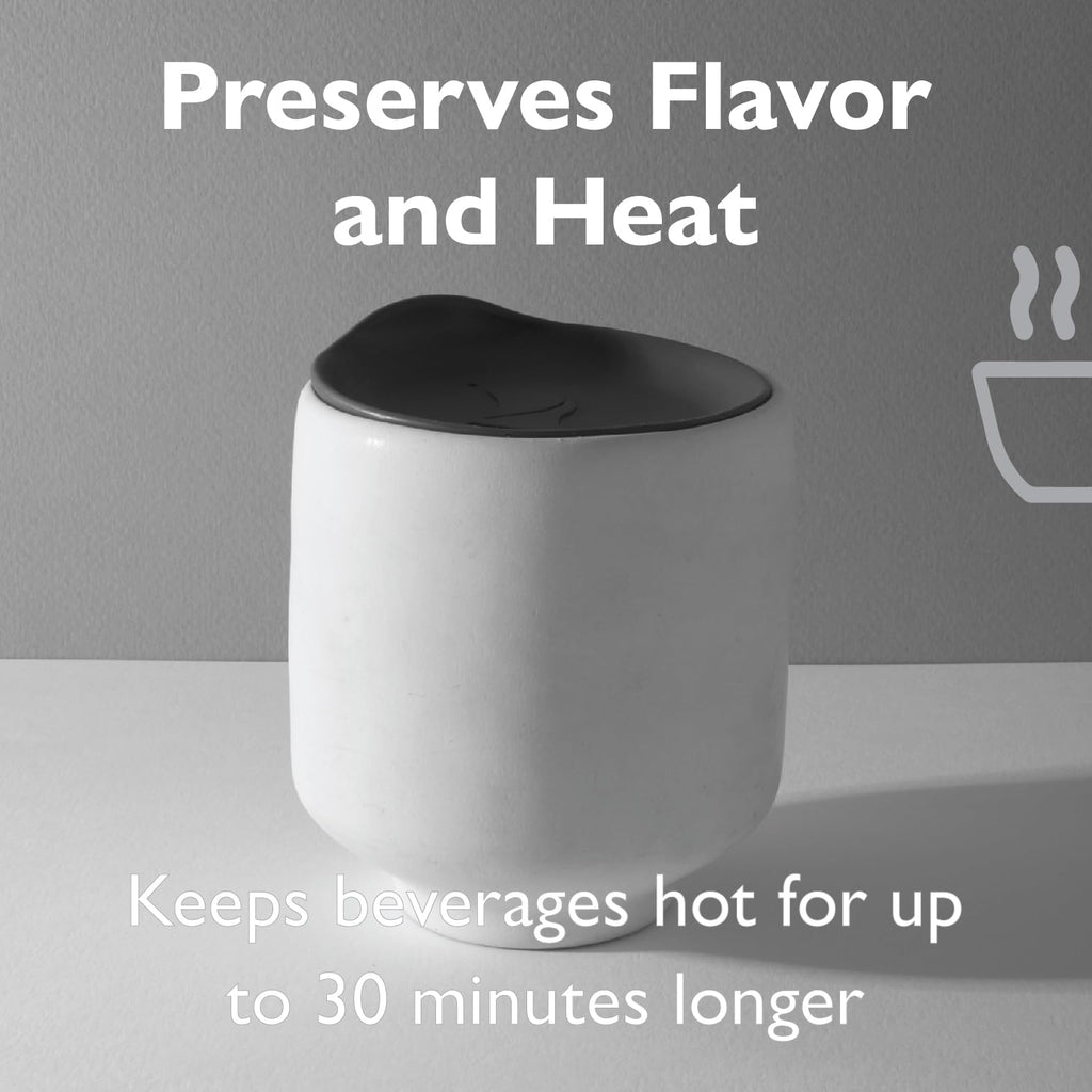Porta Via Reusable Silicone Coffee Cup Lid - Medium Size, Black