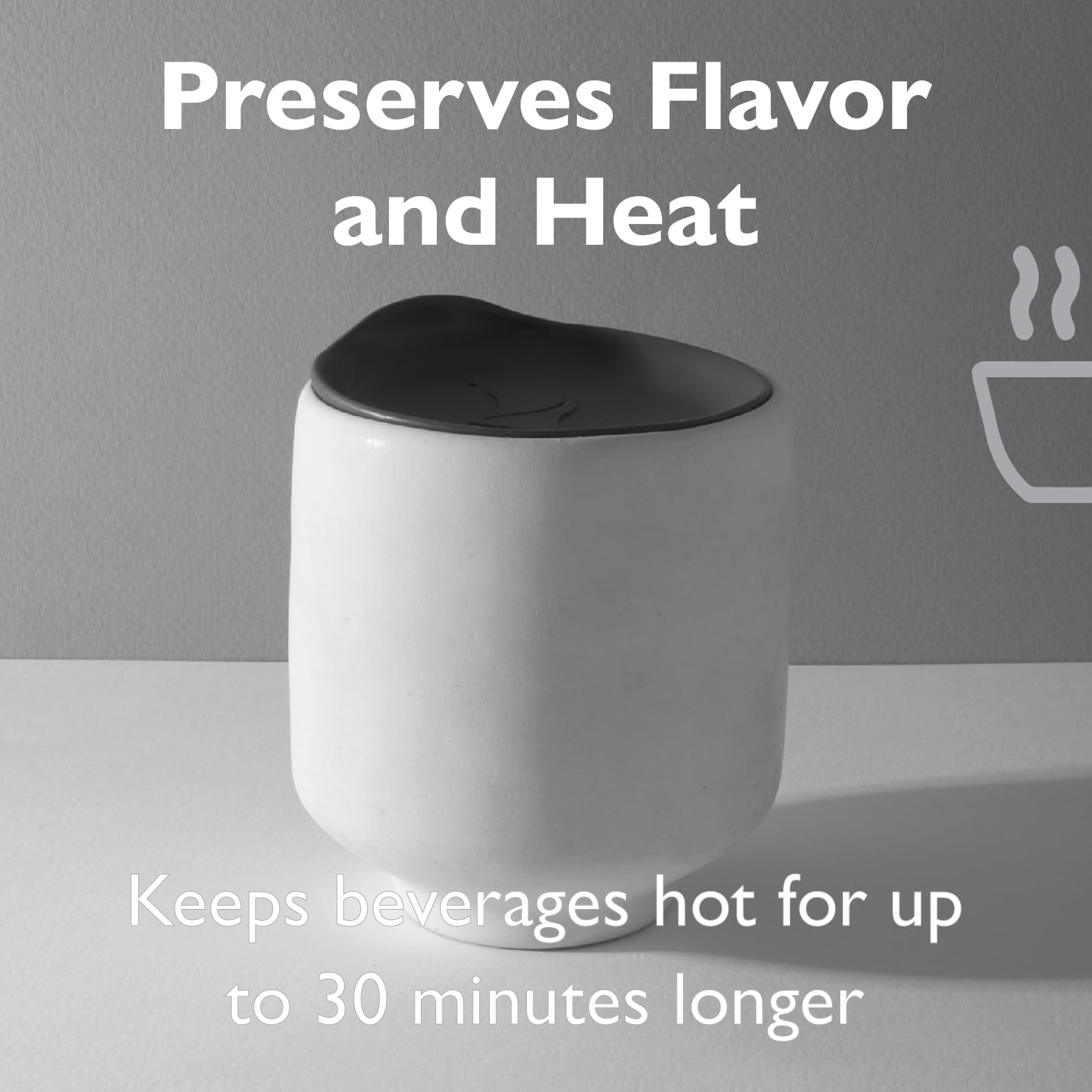 Porta Via Reusable Silicone Coffee Cup Lid - Medium Size, Black
