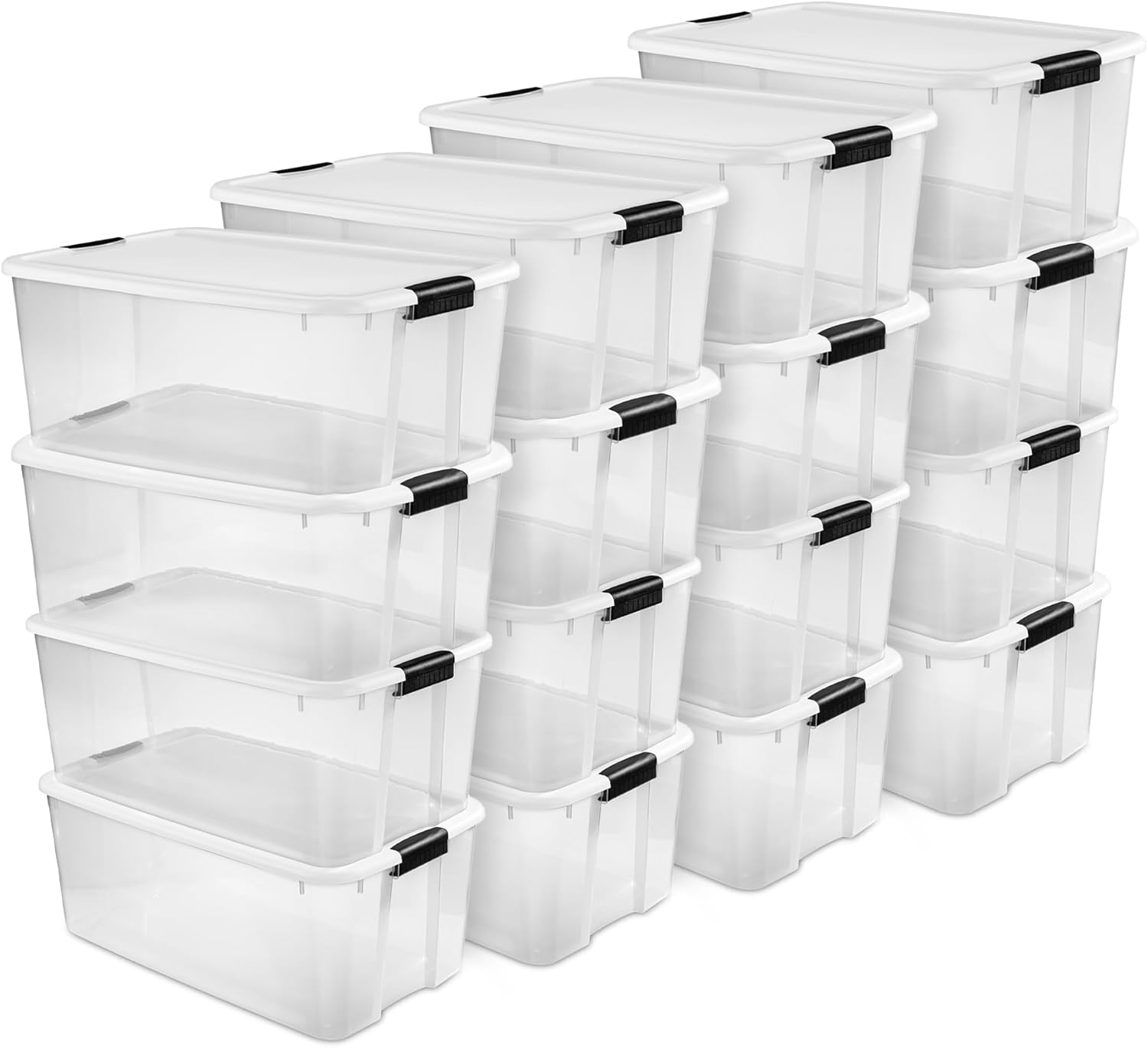 Sterilite 16-Pack Ultra Latching Storage Bins - Clear Plastic, 116 Quart Heavy-Duty Organizers for Home & Office