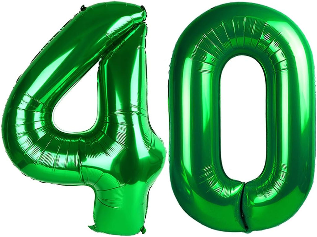 Skiennix 40 Inch Dark Green Number Balloon - Glamorous 40th Birthday Party Decoration for Men & Women