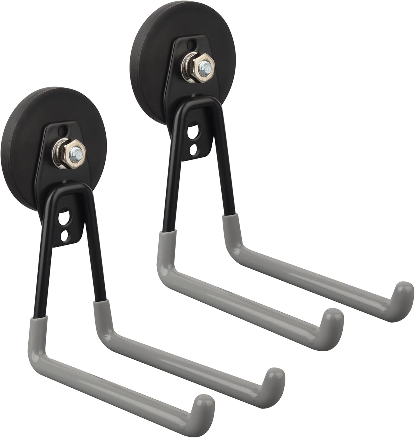 ULIBERMAGNET Magnetic Garage Hooks - Heavy Duty Power Tool Organizer | 2 Pack for Workshop & Garden Tools (Gray)