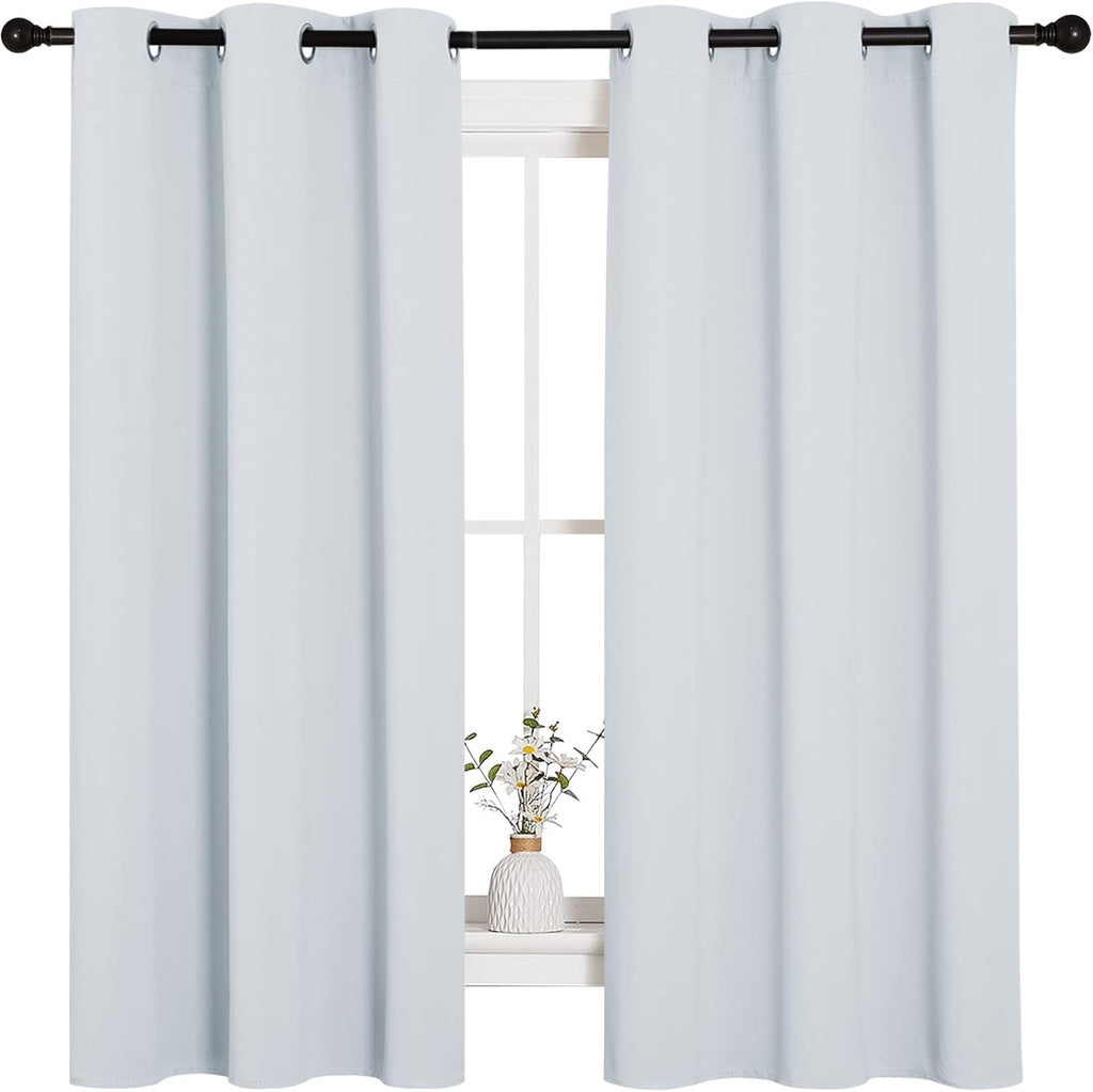 NICETOWN Thermal Insulated Grommet Curtains - Room Darkening Drapes for Bedroom | 2 Panels, 42x63, Platinum Greyish White