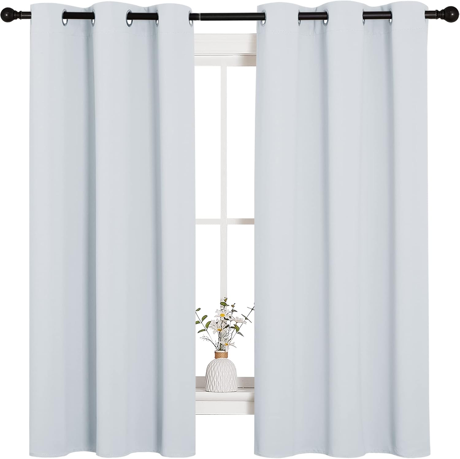 NICETOWN Thermal Insulated Grommet Curtains - Room Darkening Drapes for Bedroom | 2 Panels, 42x63, Platinum Greyish White
