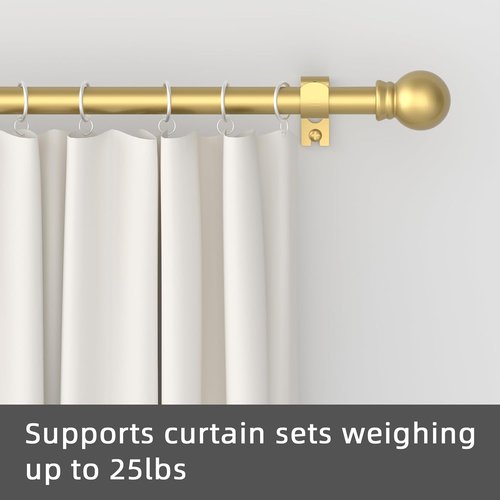 GXOACKJ Decorative Gold Curtain Rods - Heavy Duty Metal Set for Windows 48 to 84 Inches