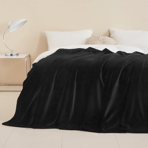LaSyL Fleece Blanket - Soft Cozy Plush Twin Size 60"x80" Black | Lightweight Anti-Static Microfiber