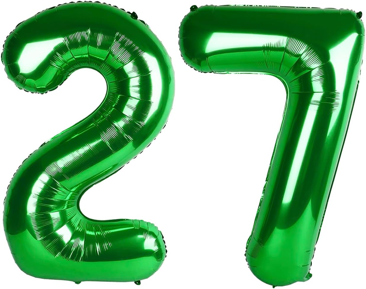 Number 27 Balloon by [Brand Name] - Large Dark Green Foil Birthday Decoration for Men & Women