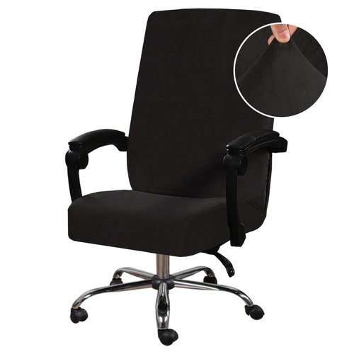 H.VERSAILTEX Velvet Home Office Chair Covers Stretchable Computer Desk Chair Covers Mid - High Back Universal Executive Boss Gaming Seat Cover Removable Machine Washable, Black