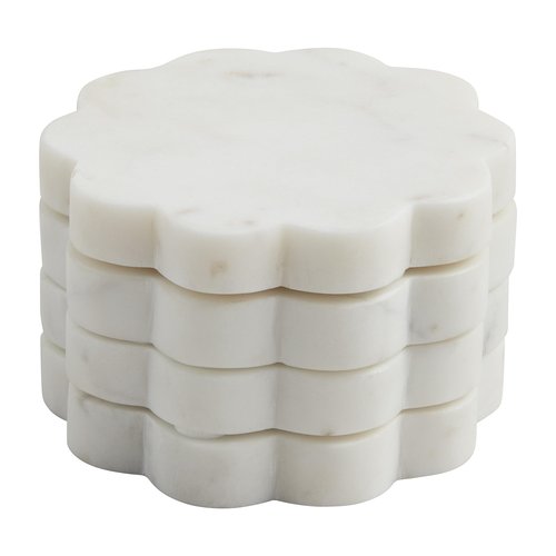 Mud Pie Scallop Marble Coaster Set; 4" X 4"