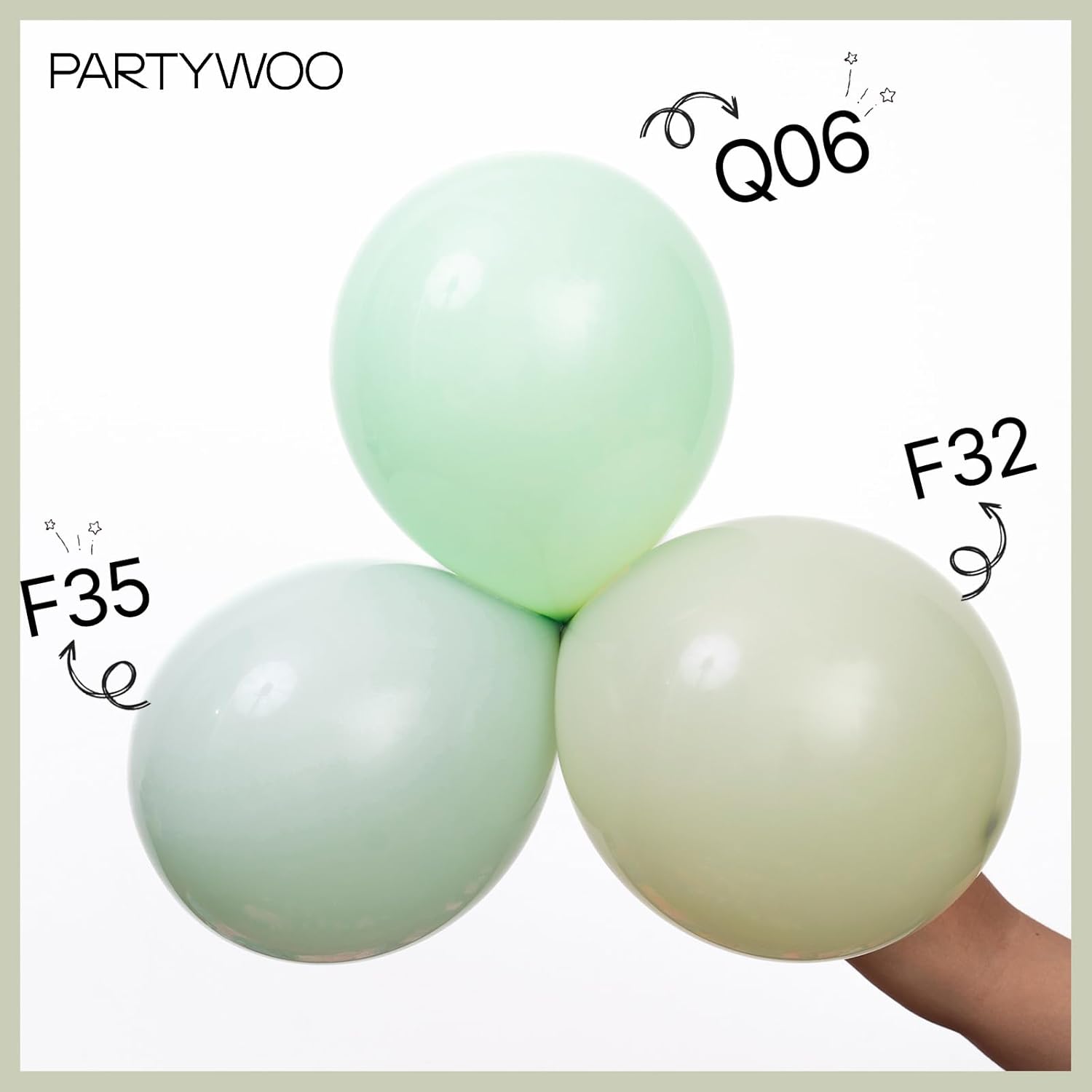 PartyWoo Light Green Balloon Arch Kit - 127pcs in Mint Pastel Sizes for Baby Showers & Birthdays