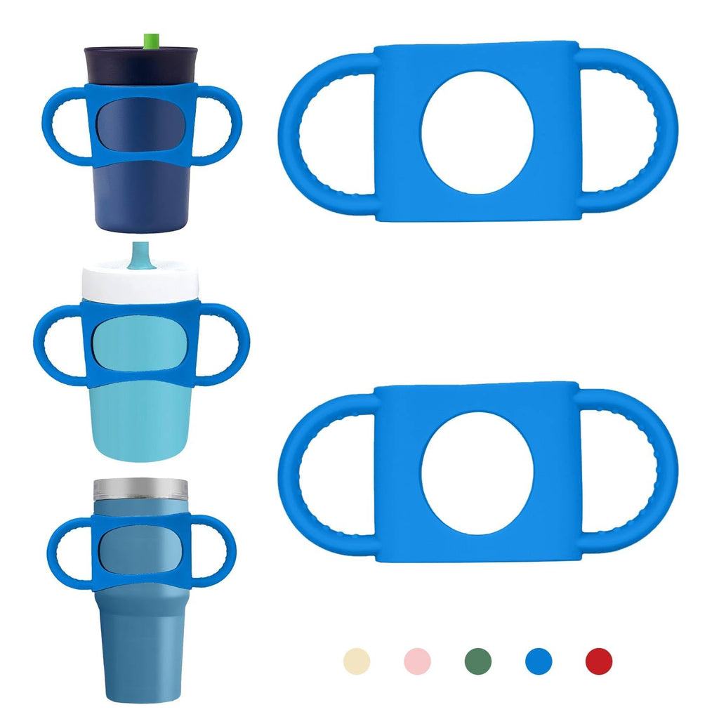 NiHome 2PCS Silicone Dual-Handle Tumbler Grip Compatible with 14oz Stanley Tumblers, Accessories Handle Fit for 12oz Zak Owala Cups, Tumbler Handles for Home Travel Outdoors Daily Use (Blue)