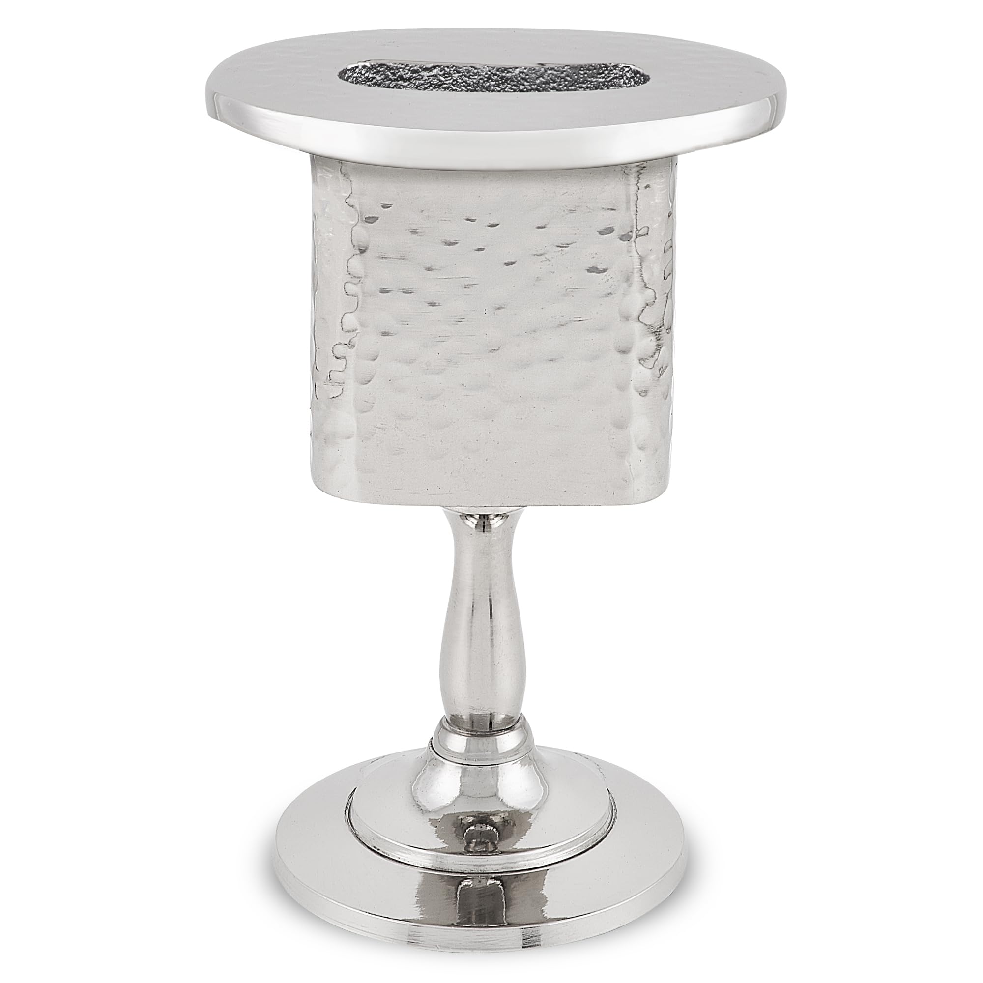 Zion Judaica Elegant Shabbos Havdalah Set Gift Boxed Hammered Metal High Polished Includes Kiddush Cup 5.5 oz Wine Goblet Tray Braided Havdualah Candle Holder Besamim Spice Box End of Shabbat Gift Set