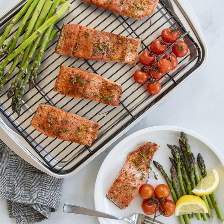 Nordic Ware Oven Crisp Baking Tray Set - 2-Piece Natural Aluminum for Air Frying & Baking | 17 x 12 Inches