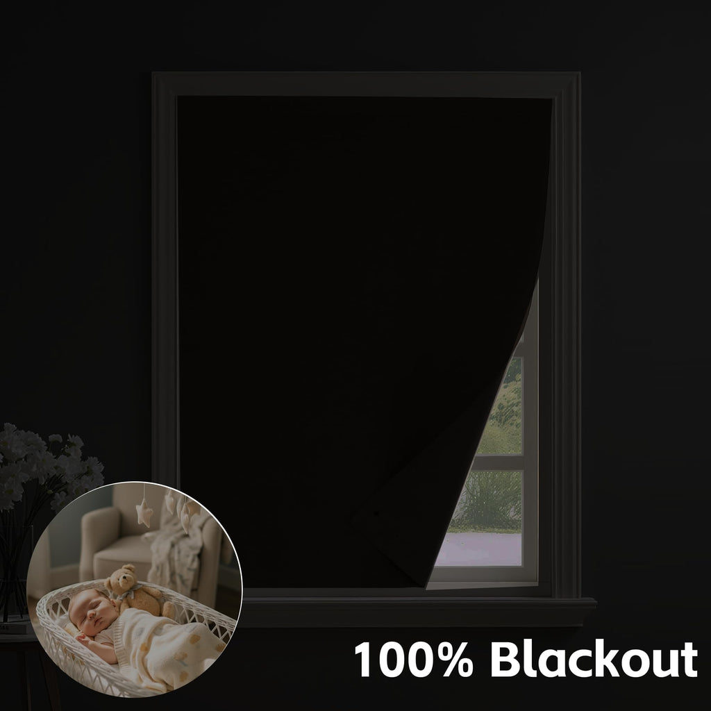 NICETOWN Grey Faux Linen 100% Blackout Blind Large Doorway Curtain Self Adhesive Drape, No Drill Easy to Install for Living Room Window Treatment, W59 x L84, 1 Panel