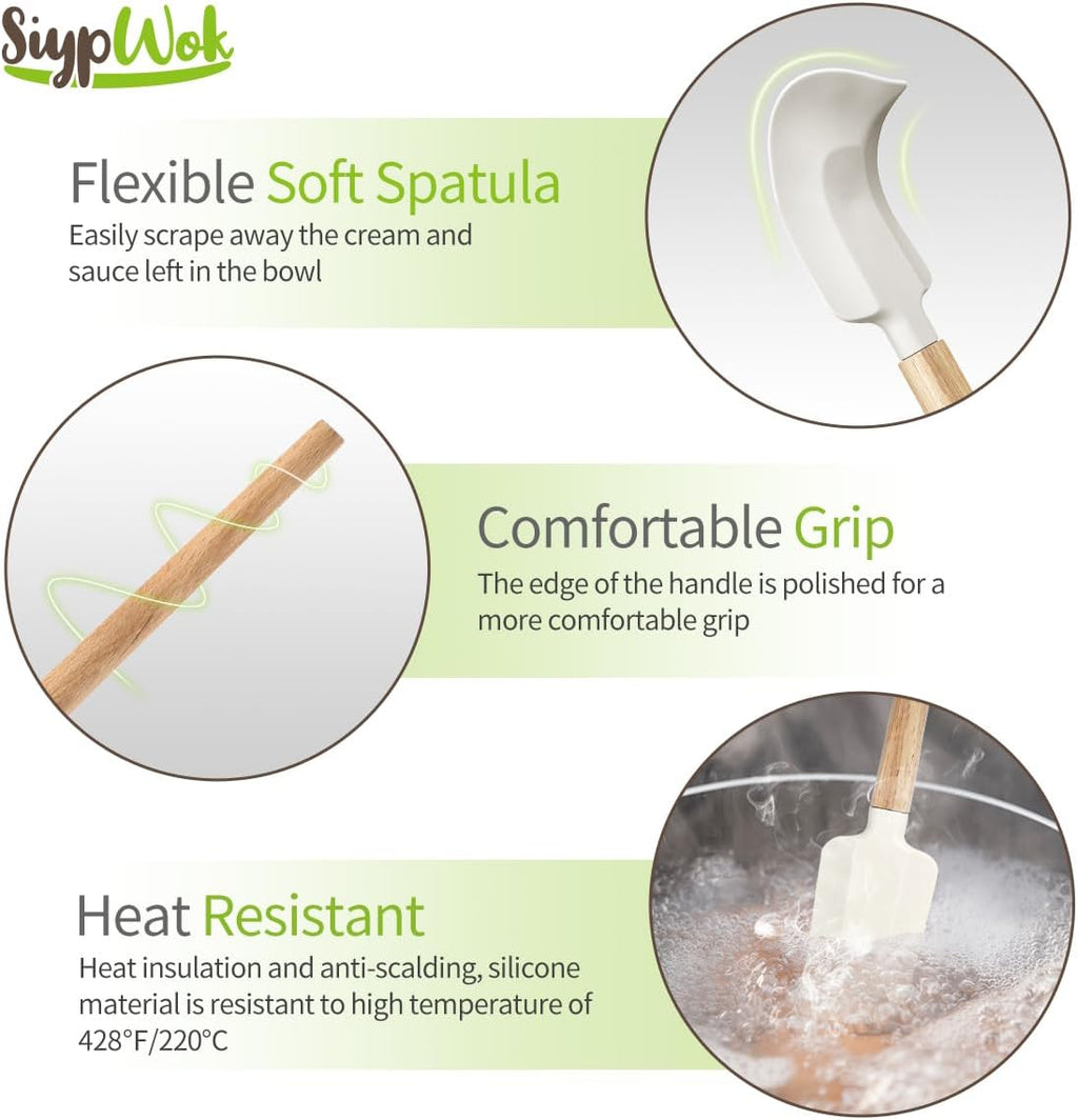 Silicone Spatula Set - Food Grade Rubber Cooking Utensils | 4-Piece Nonstick Heat Resistant Up to 600°F