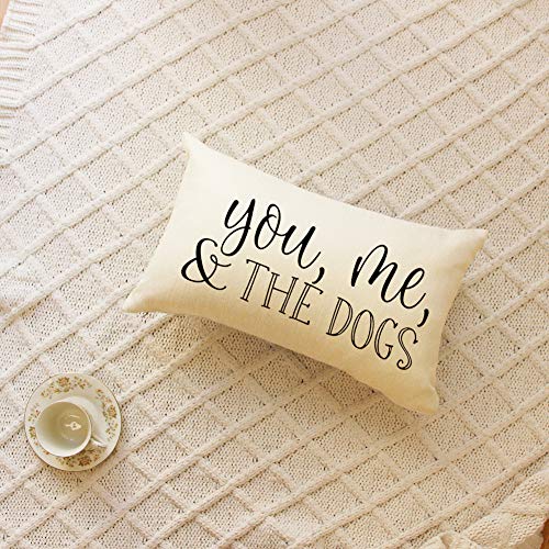 You Me and The Dogs Quote Farmhouse Lumbar Pillow Cover 12x20