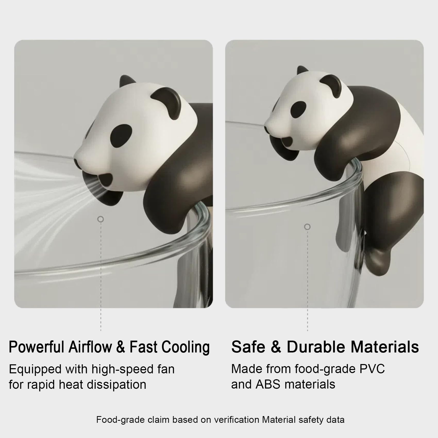 Mini Food Cooling Fan, USB Rechargeable Beverage Cooler for Coffee Tea Milk, 3-5 Min Fast Cooling Portable Mug Chiller, Cute Panda Desk Accessory for Home Office Kitchen