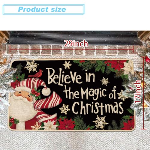 Baccessor Christmas Santa Claus Doormat 17x29 Inch - Non-Slip Holiday Decor