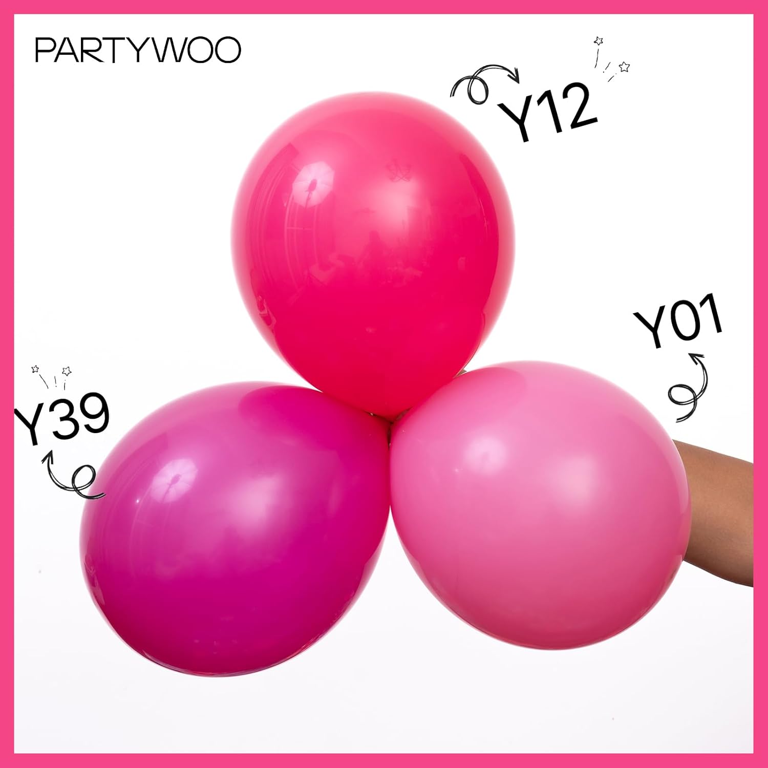 PartyWoo Hot Pink Balloon Arch Kit - 123 Pcs in 5-18 Inch Sizes for Baby Shower, Wedding & Birthday Decor