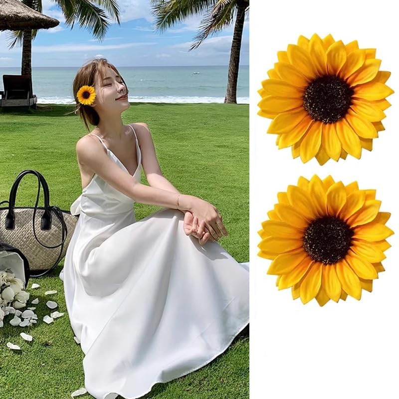 ZLmoue Yellow Sunflower Hair Clips 2-Pack Flower Barrettes