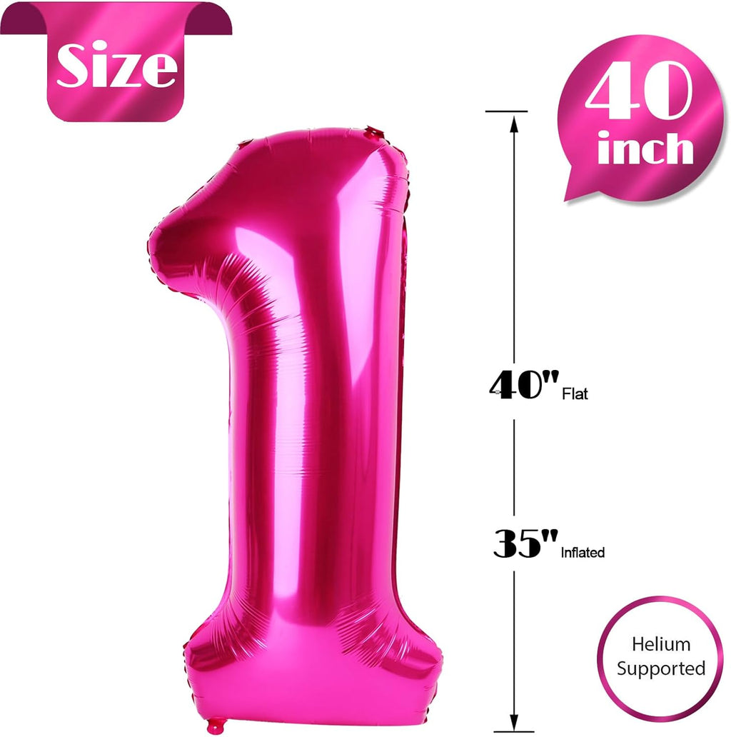 Skiennix 40-Inch Hot Pink Number 1 Balloon - Perfect First Birthday Decoration for Girls