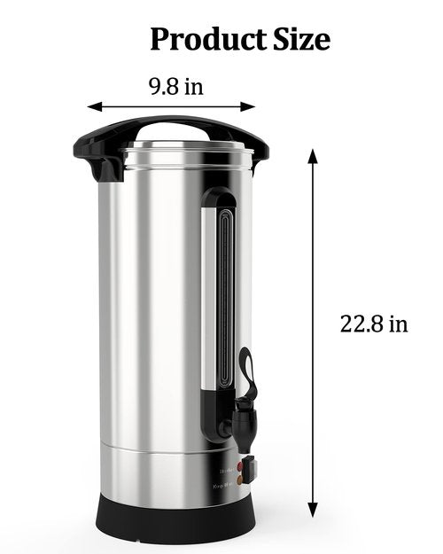 Garvee 70 Cup Commercial Coffee Maker 10 L, Large Capacity Coffee Urns with Double-wall 304 Stainless Steel, Quick Brewing Coffee Dispenser for Meeting Rooms and Other Large Gatherings