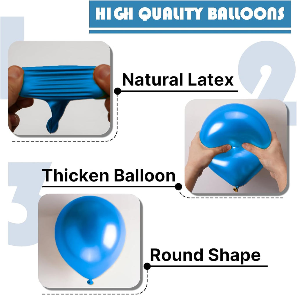 PartyWoo Metallic Blue Balloons - 50 Pcs 12 Inch Chrome Latex Helium Balloons for Celebrations
