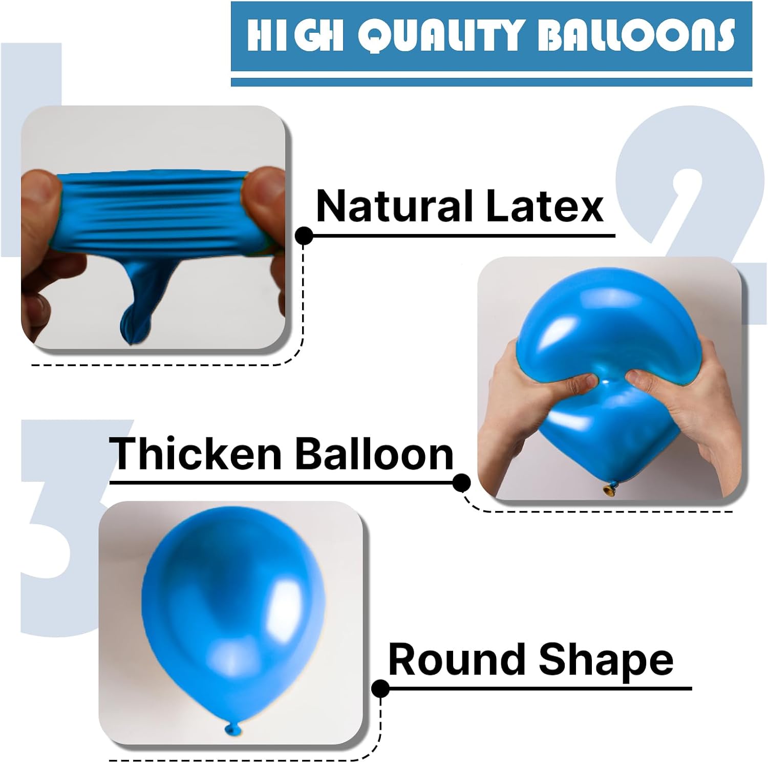 PartyWoo Metallic Blue Balloons - 50 Pcs 12 Inch Chrome Latex Helium Balloons for Celebrations