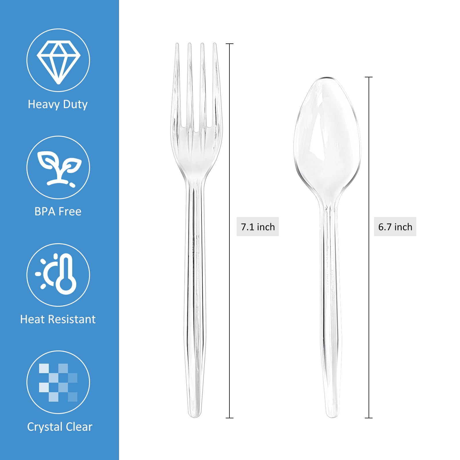 EcoDispose 100 Count Plastic Silverware, Heavy Duty Plastic 50 Forks & 50 Spoons Disposable Utensils Cutlery Set for Party Supplies