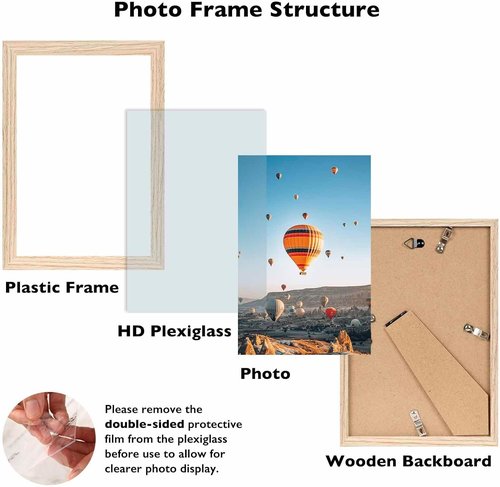 JCJMY Picture Frame - 5.5x8.5 Wall & Tabletop Display | Shatter-Resistant Plexiglass, Natural Finish
