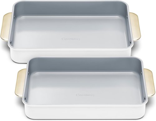 Caraway Non-Stick Ceramic Rectangle Pan Duo - 9”x13” - Naturally Slick, Non-Toxic & PTFE Free - Ideal for Brownies & Lasagnas - White