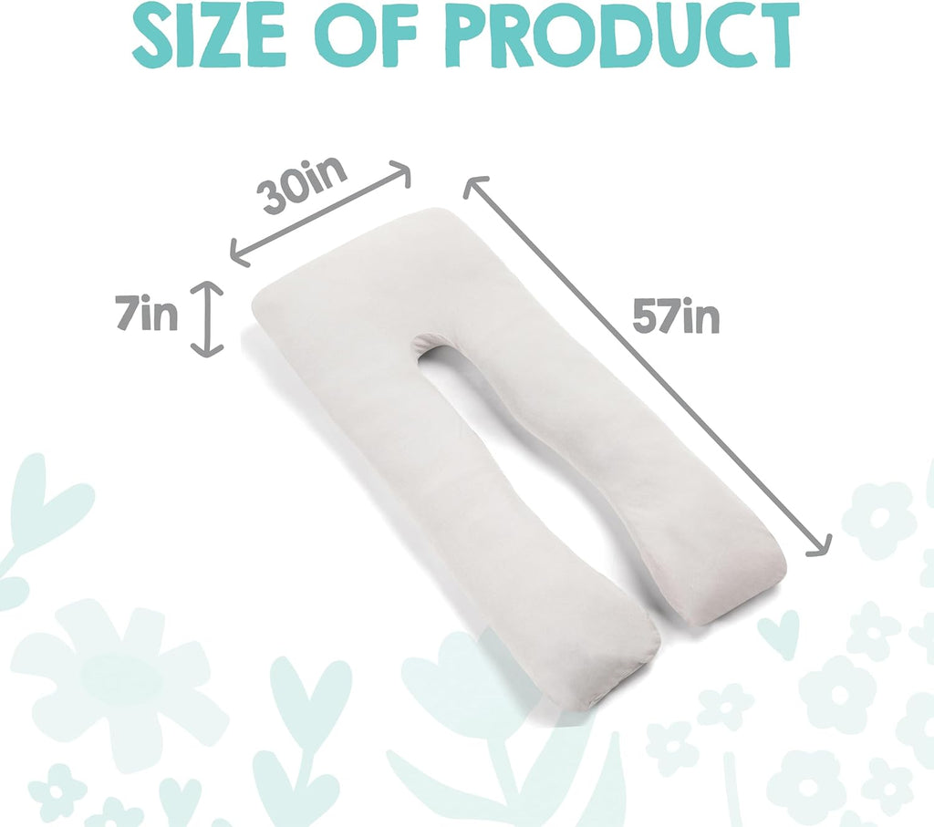 Regalo Premium U-Shaped Pregnancy Pillow - Ultra Soft Full Body Support for Sleeping & Feeding | Grey