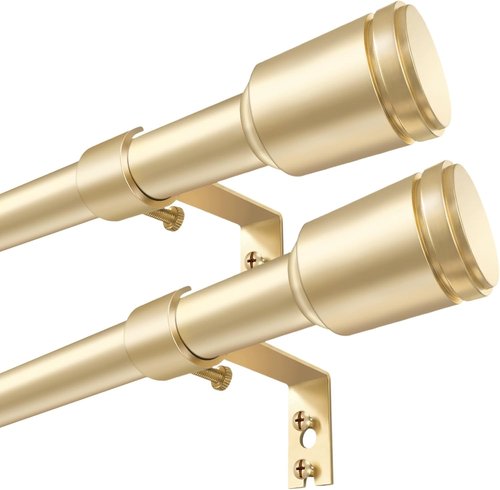 Gold Adjustable Curtain Rods by [Brand Name] - 5/8” Diameter, 30-45 Inch for Small Windows | 2 Pack with Brackets