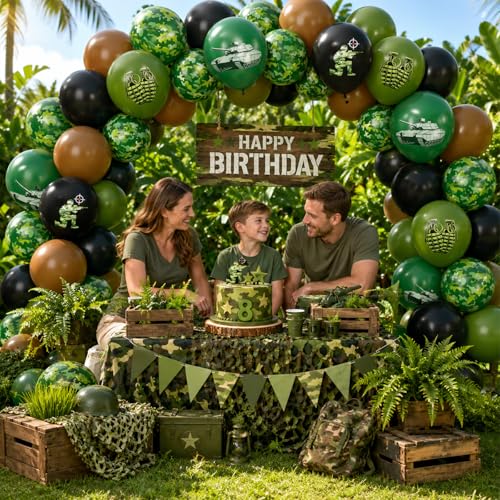 12 Inch Army Balloons - Green, Brown & Black Camo Party Decor