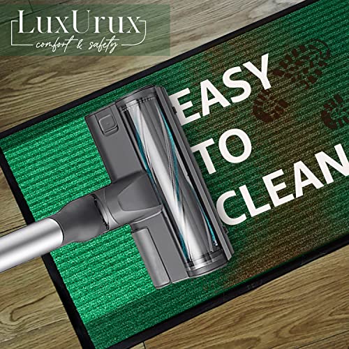 Heavy Duty Striped Green Door Mat - Waterproof, Easy Clean (24'' x 16'')