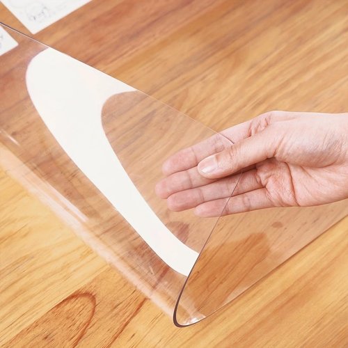 HoSwag 42"X90"Crystal PVC Table Cover Protector, Waterproof PVC Tablecloth, 1.5MM Thickened Rectangle Mat for Dinning, Desk, Coffee Table, Workbench, Dresser, TV-Stand, Counter