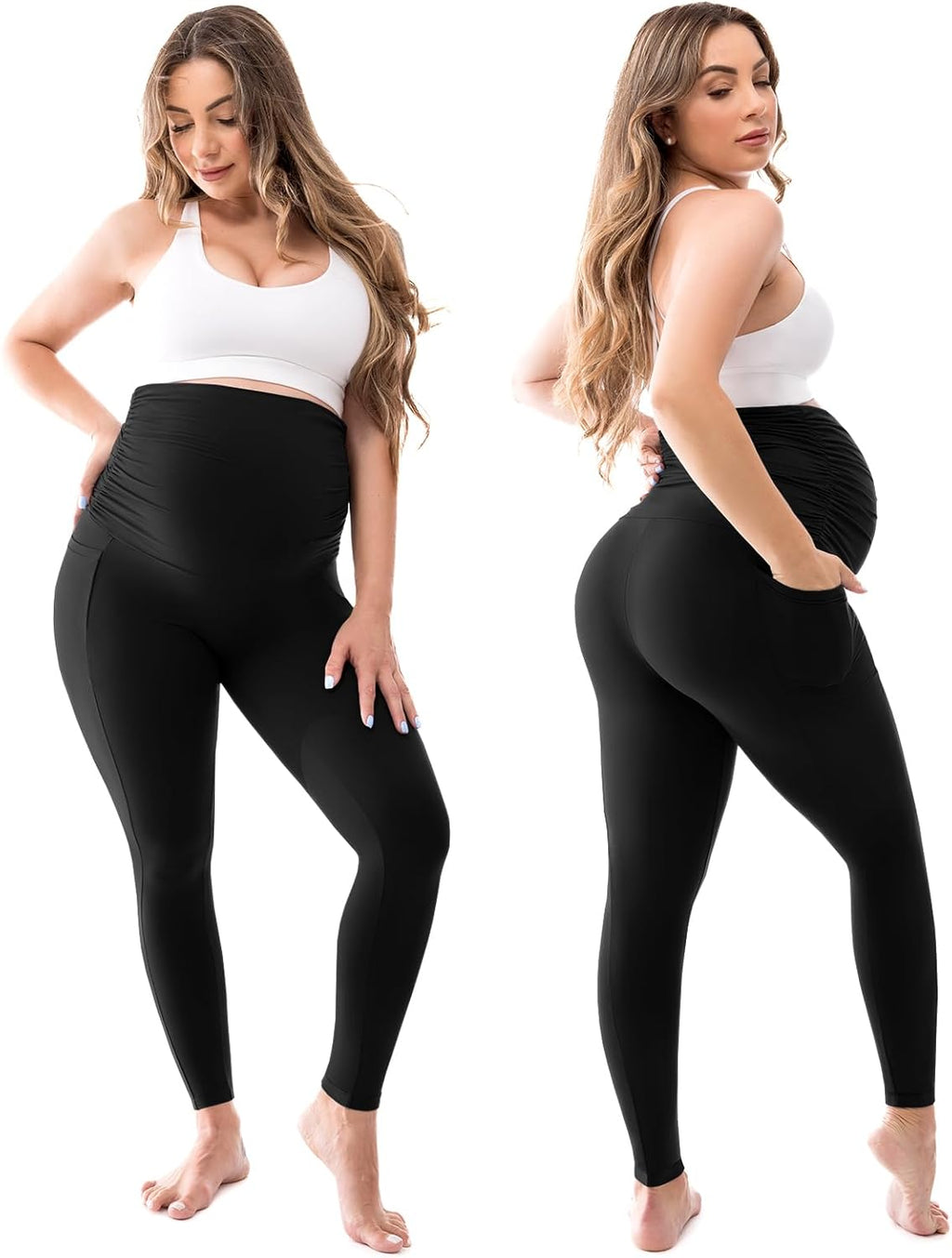 Walifrey Women's Maternity Leggings - Over The Belly Design with Pockets | Comfortable Pregnancy Yoga Pants