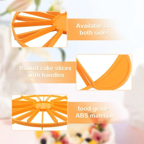 Round Cake Portion Marker 10/12 Piece Cake Portion Marker Cake Divider Cutter Cake Slicer Cutter with Handle for Pastry Baking Uniform Slicing (Orange)