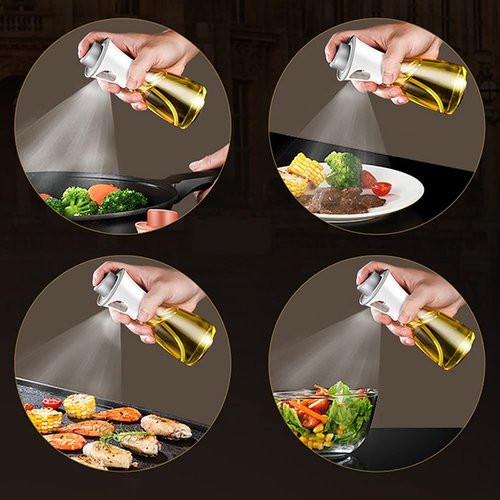 Frinovalt Oil Sprayer for Cooking, 180ml Glass Oil Dispenser Bottle Spray Lemon Juice Sprayer forSalad, Baking, Cleaning, Plants(white)