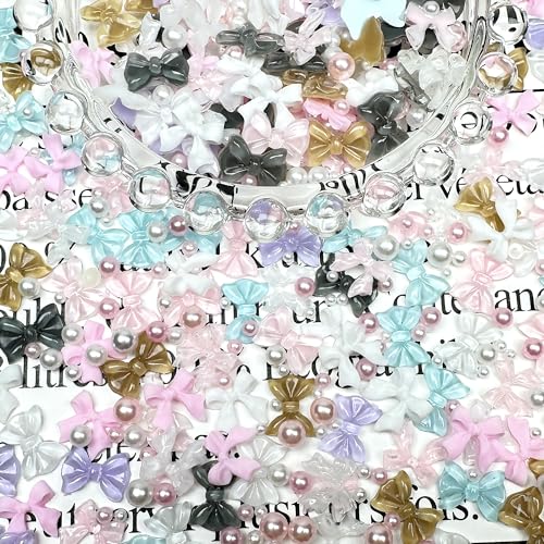 JOTINEL 3D Bow & Butterfly Nail Charms with Pearls and Tools
