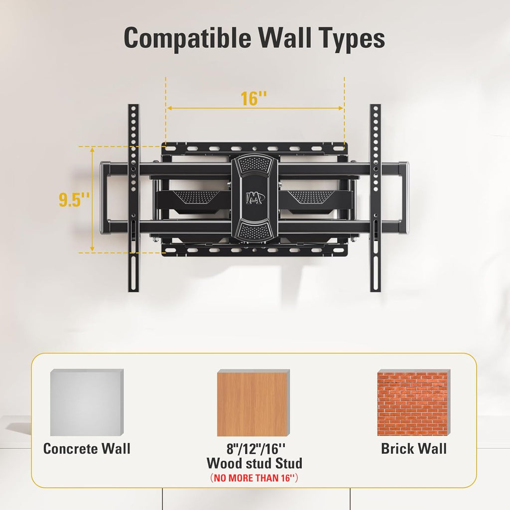 Mounting Dream TV Wall Mount - Full Motion Swivel & Tilt Bracket for 42-84 Inch TVs | Max VESA 600x400 mm, 100 lbs Capacity