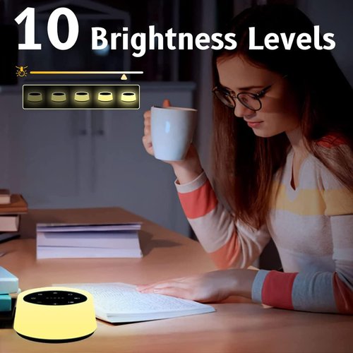 ColorsNoise Sound Machine - 30 Soothing Sounds & 12 Color Night Light | Memory Function (Black)