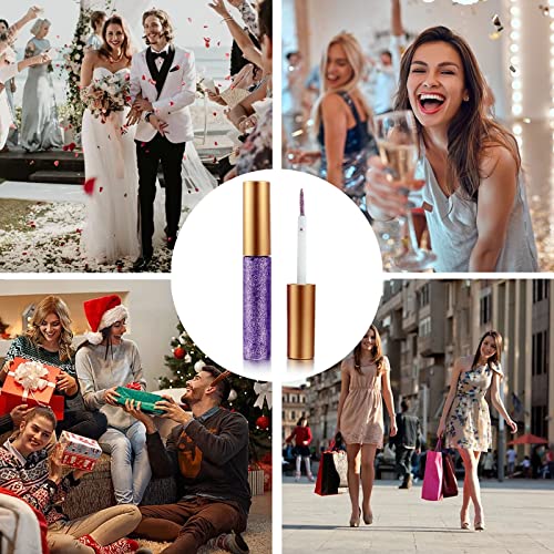 Rosarden Purple Glitter Eyeliner Liquid - Waterproof Shimmer Eye Liner