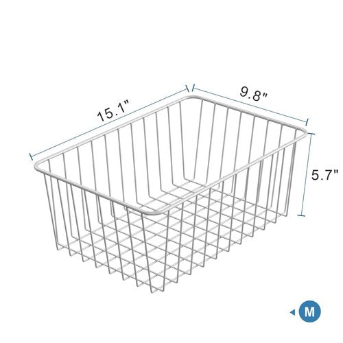 iSPECLE Freezer Organizer Bins - Fits 14 to 15.5 Cu.Ft Upright Freezers, 6 Pack Wire Baskets with High Sides to Prevent Falling, Easy Access Storage for Categorizing Food, White