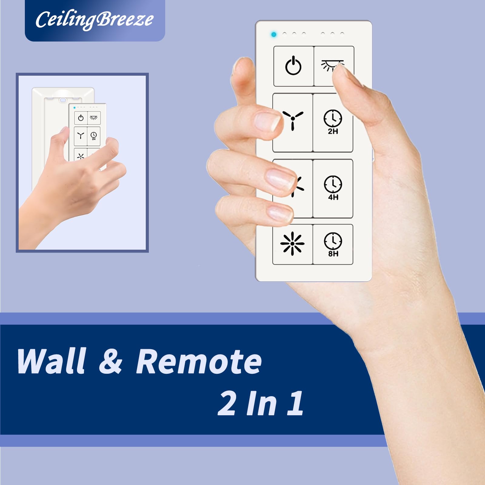 Universal Ceiling Fan Wall Remote Control, 3 Speed with Light Dimmer, Compatible with Harbor Brezee Hampton Bay Hunter Wall Control (White)